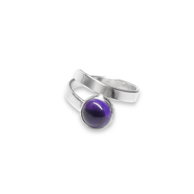 Sterling silver and 8mm Amethyst ring